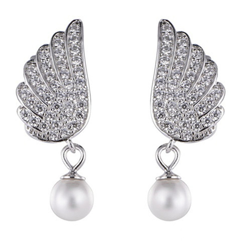 2021 Wholesale 925 Silver Main Stone Drop Pearl Earring