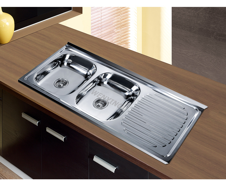 Big Size Popular Design Stainless Steel Kitchen Sink with Drainboard