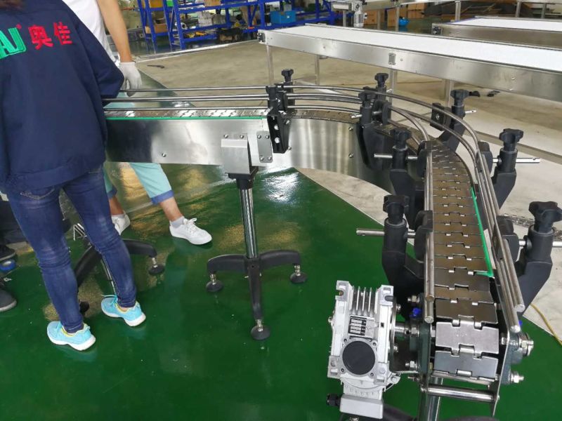 Customerized Dimension Curved Stainless Steel Slat Chain Conveyor