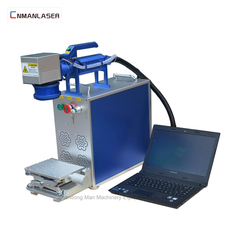 Handhold 50W Keyboard Fiber Laser Marking Machines with Rotary Table
