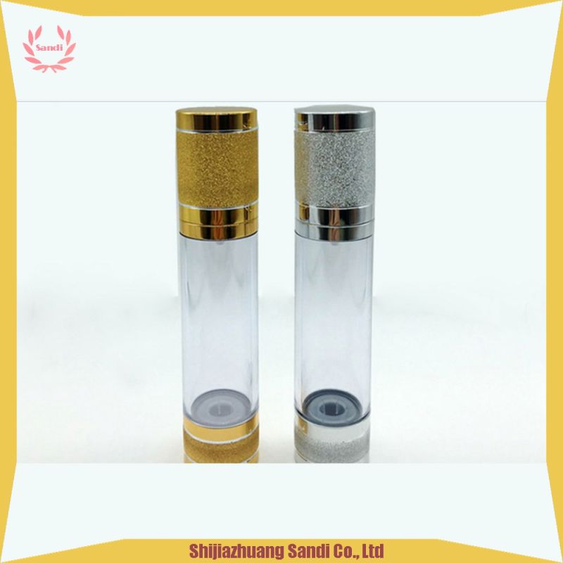 Precision Finished 15ml 20ml 50ml Silver Airless Pump Bottle Refill Lotion Cream Frosted Airless Bottle