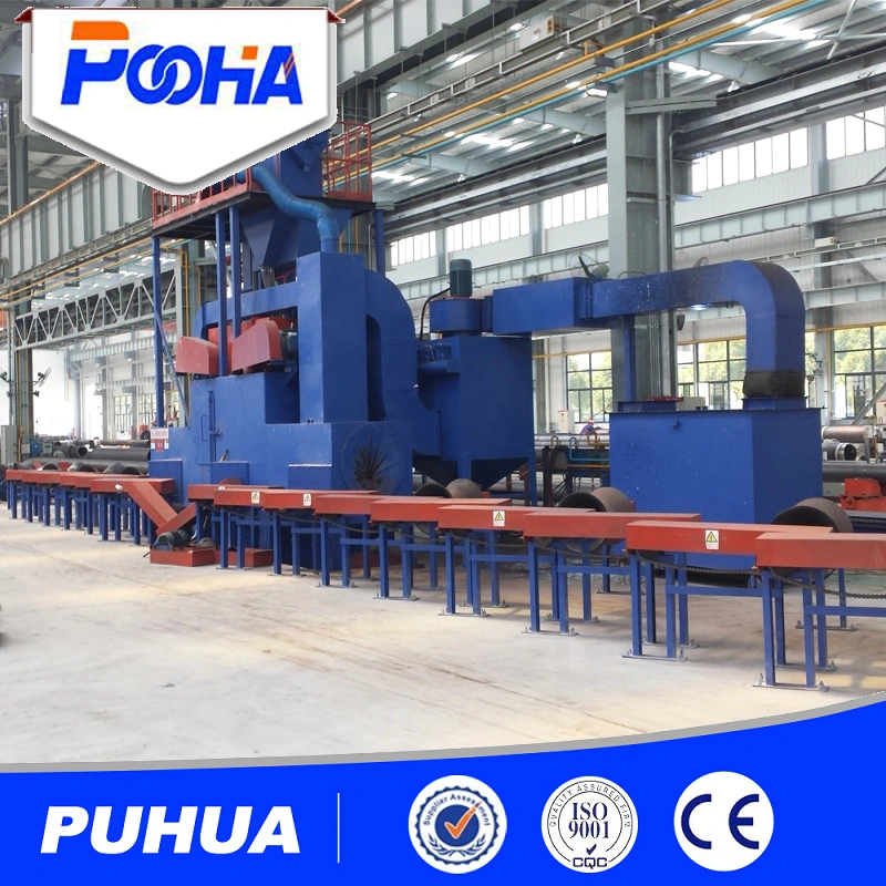 Round Steel Pipe Outer/External Wall Shot Blasting Cleaning Machine