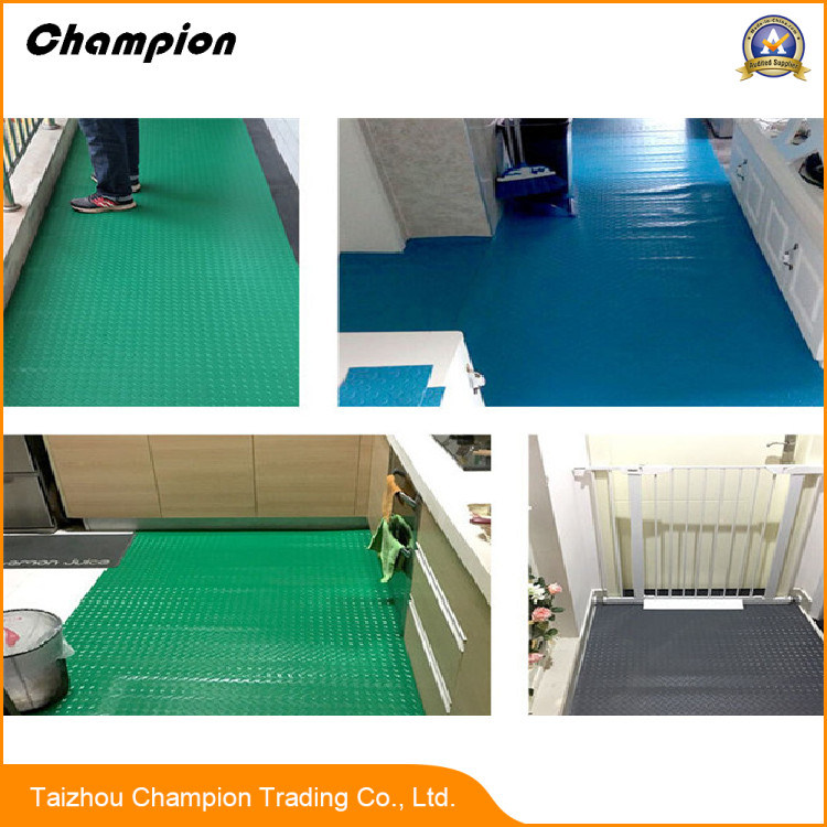 Anti Slip Commercial PVC Flooring Steel Plate Grain Flooring, Gym Use Carpet Pattern PVC Flooring Tile Steel Plate Grain Flooring