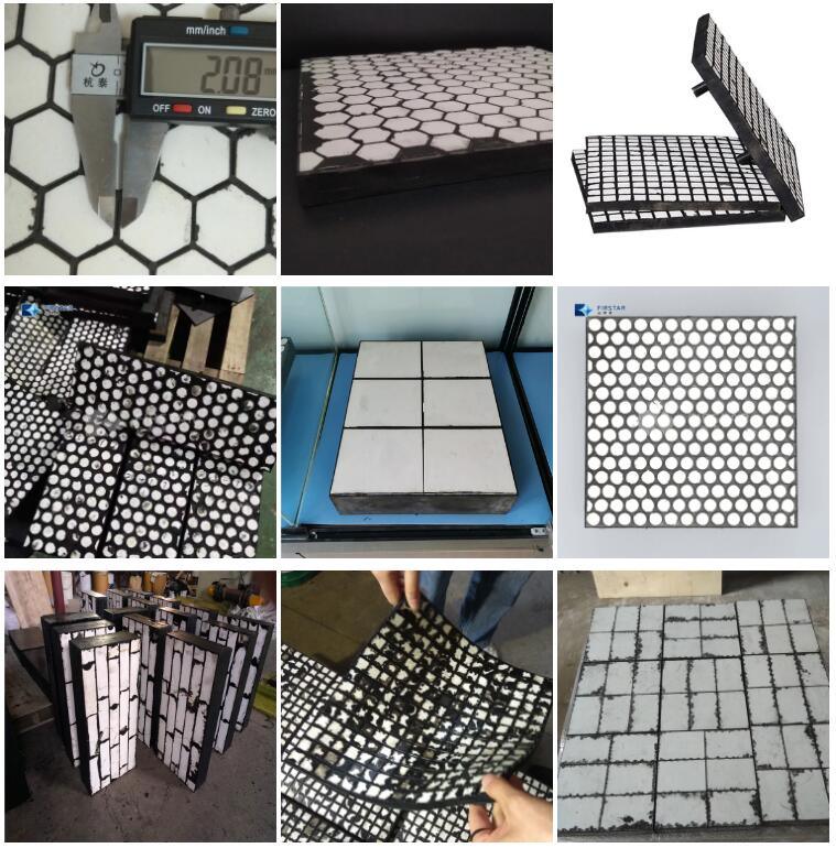 Shock Resistant Industrial Ceramic Tiles Rubber Wear Mats for Chute