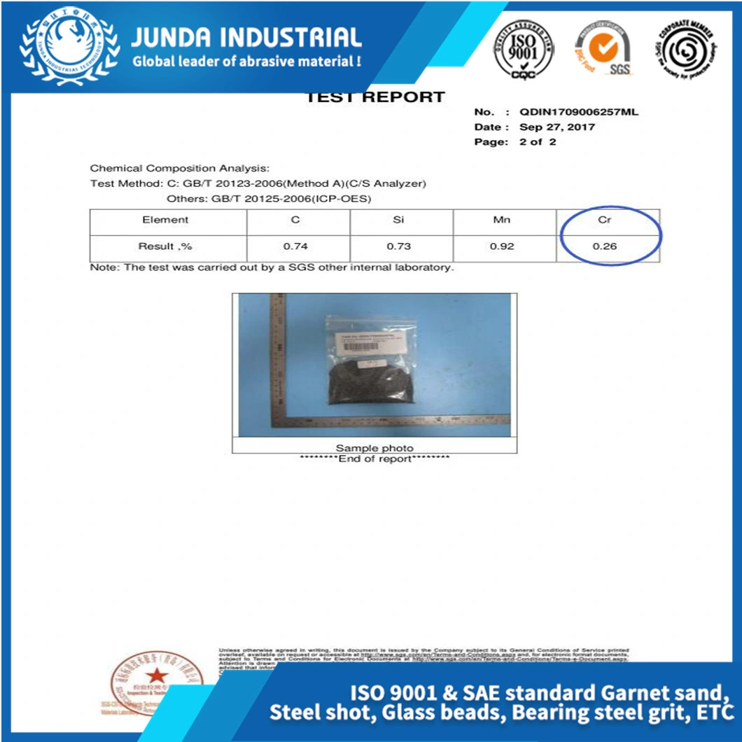 SAE-J444 Steel Grit for Stainless Steel Plate Cleaning
