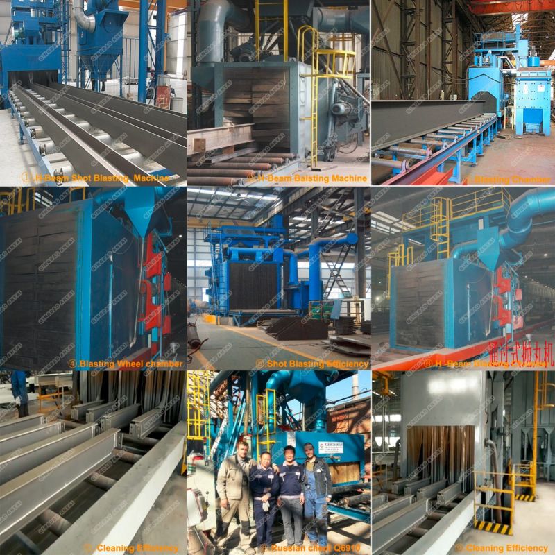 Steel Angle Channel Metal Plates and Profiles Pass-Though Type Roller Conveyor Shot Blasting Machine