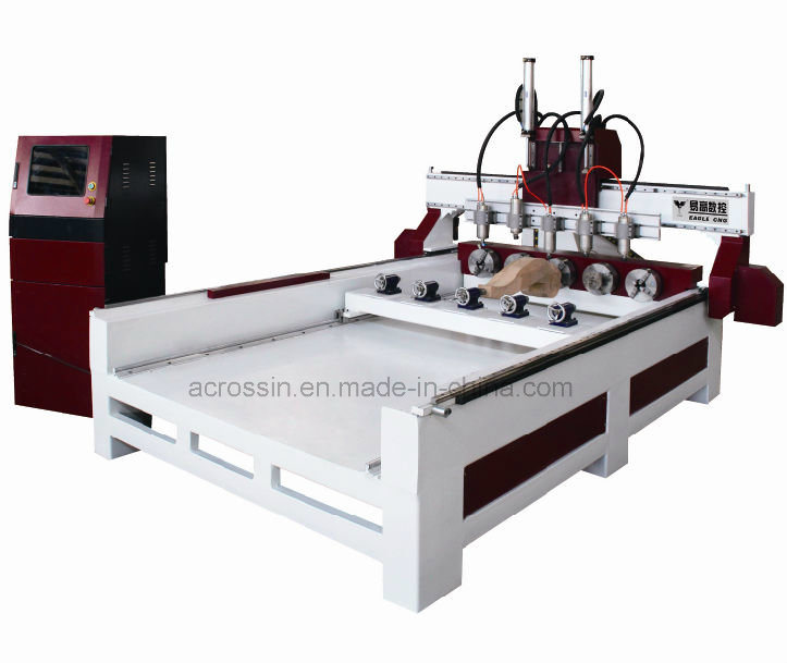 Many Heads Woodworking CNC Carver Router Machine for Engraving Furniture with Rotary and Vacuum Table