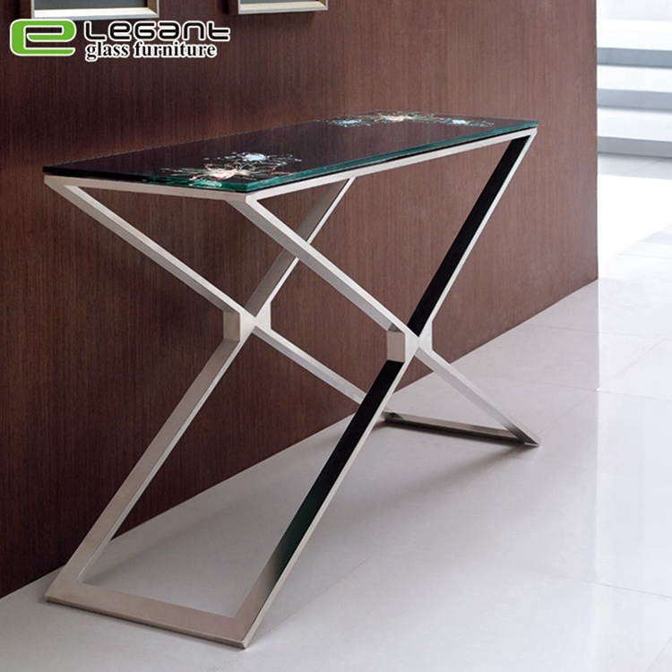 Stainless Steel Console Table/Tempered Glass Shelf -S110