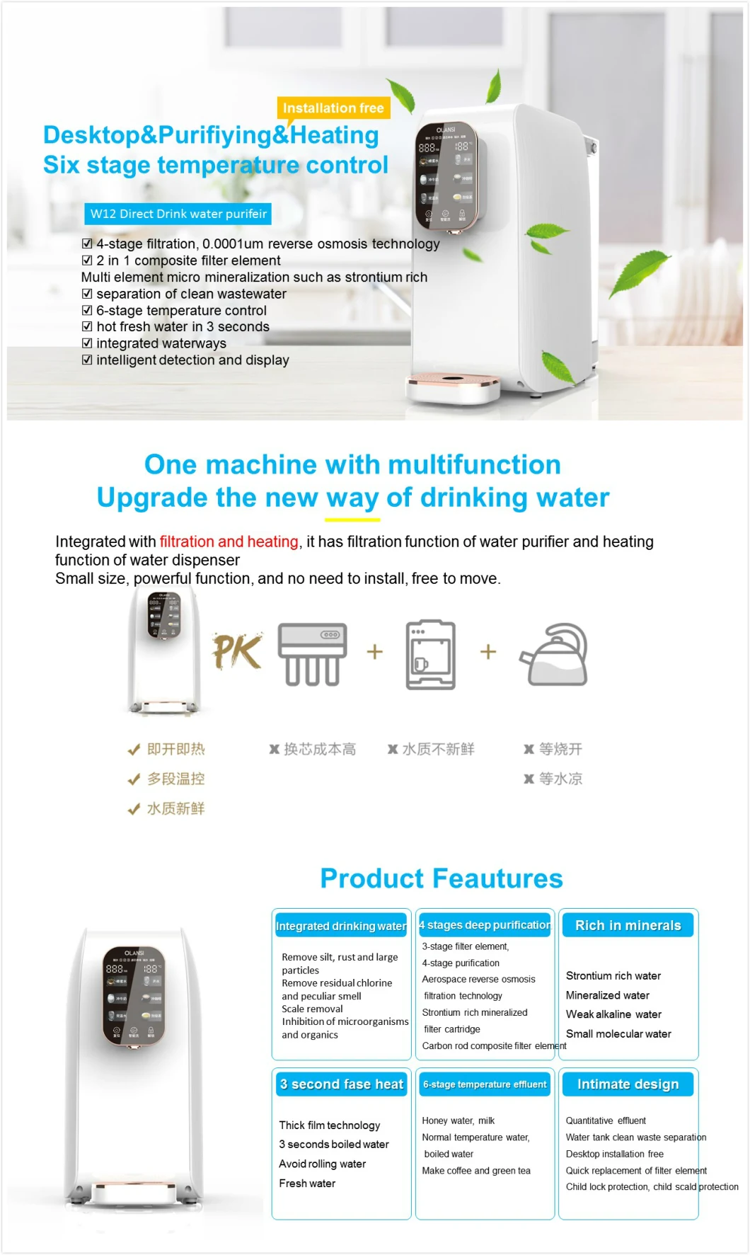 Water Dispenser Direct Drinking Water Machine RO Water Purifier