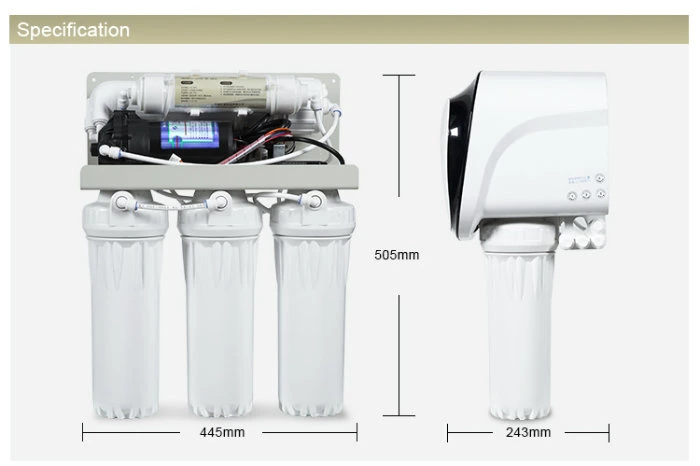 50/75gpd Under Sink Smart Reverse Osmosis with Pump Water Purifier From China Manufacturer