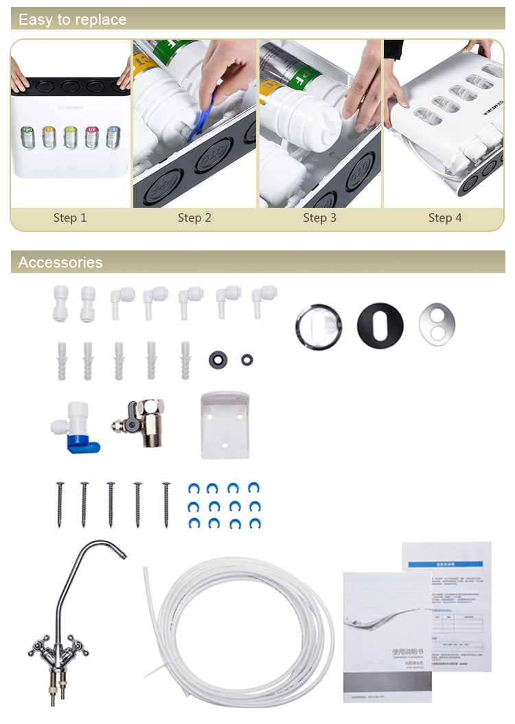 Non Electric 5 Stages Countertop Water Purifier Water Filter in Kitchen