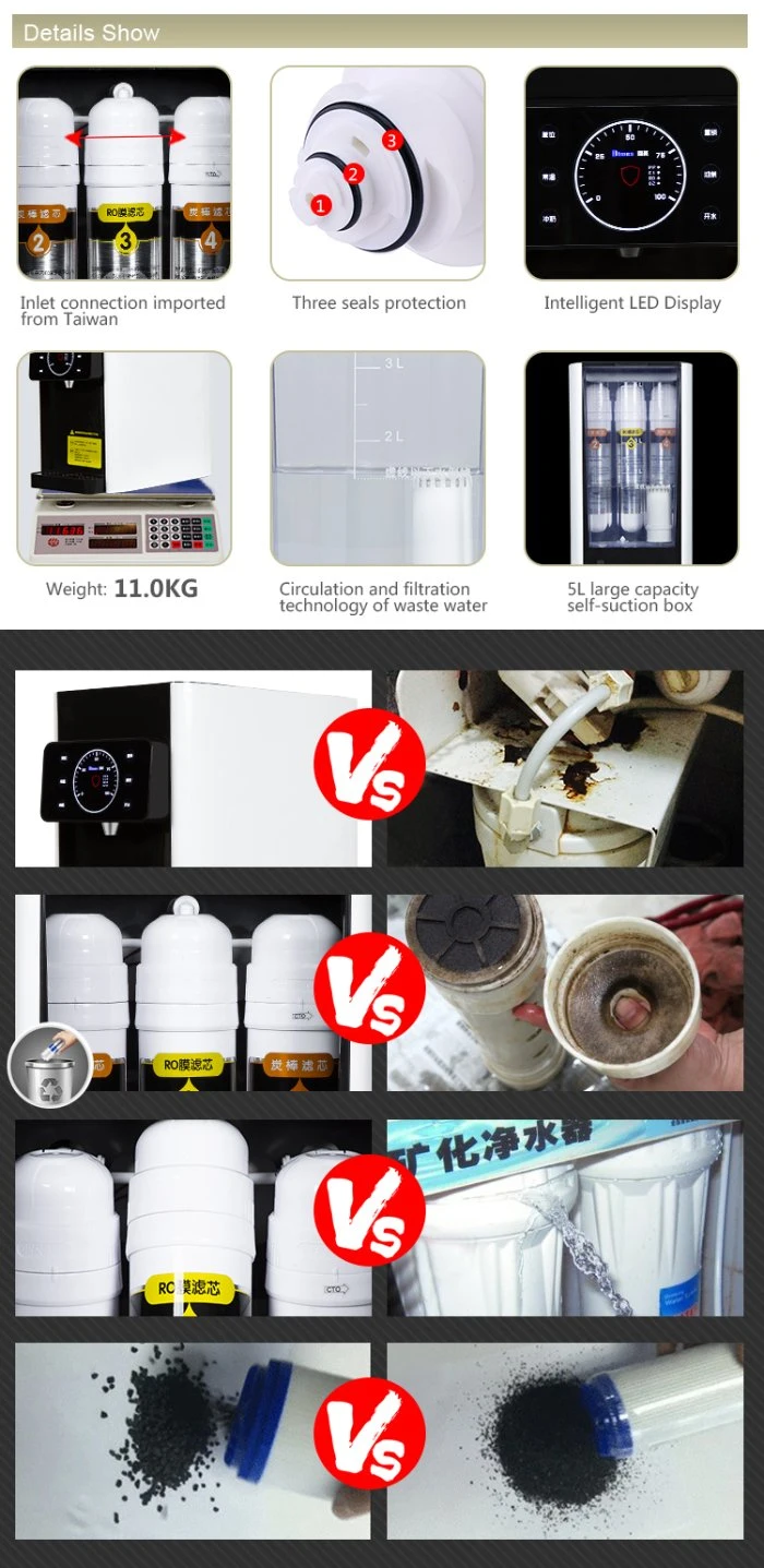 5L 4 Stages Cabinet RO Water Purifier with Hot Cold Drinking Water