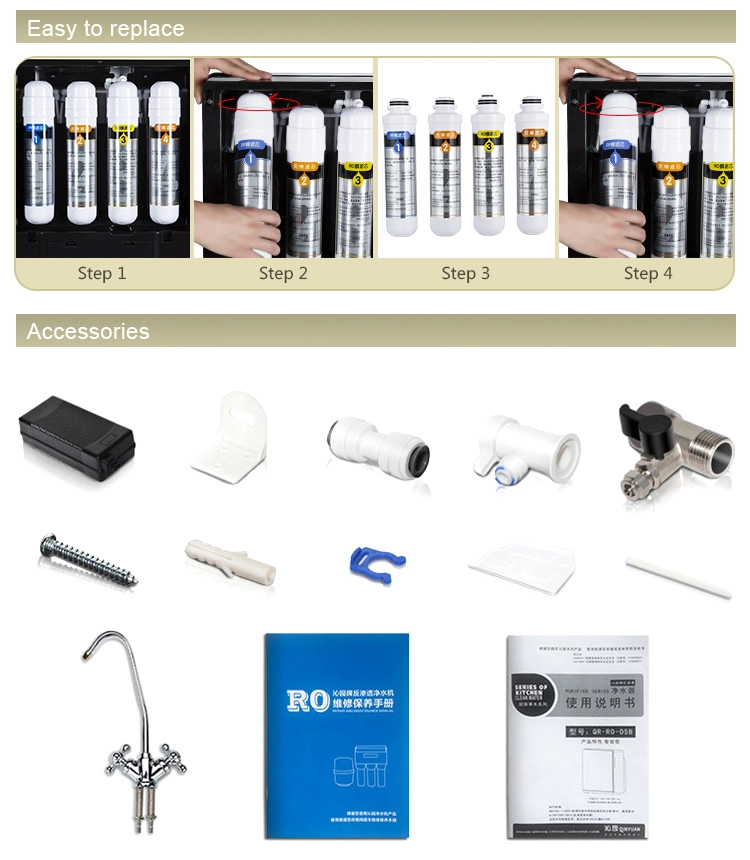 Good Price of 5 Stages 75gpd Reverse Osmosis RO System Drinking Water Purifier Filter Machine