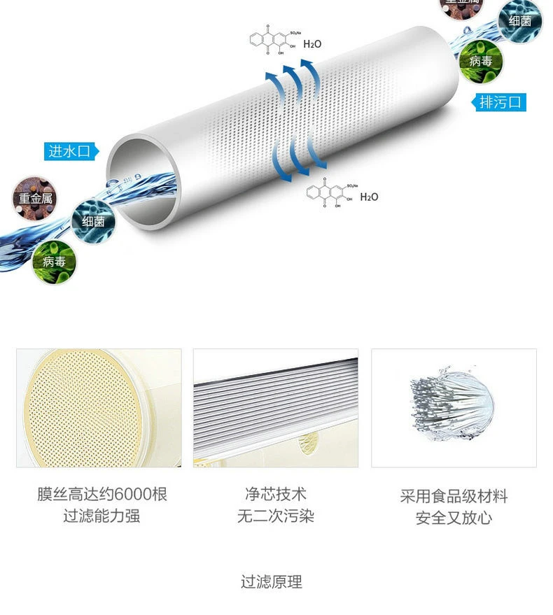 PVDF Ultrafiltration Water Purifier Whole House Water Filter Drink Directly SUS304 and UF Membrane Filter 0.01 Micron 1000-8000L/H