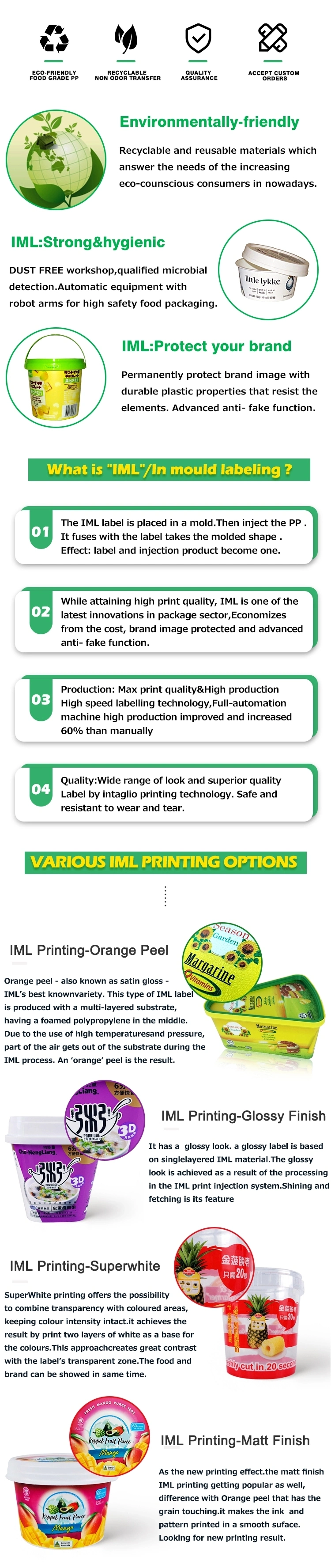 Custom Printing Iml in Mould Label Food Sticker Waterproof PP Label