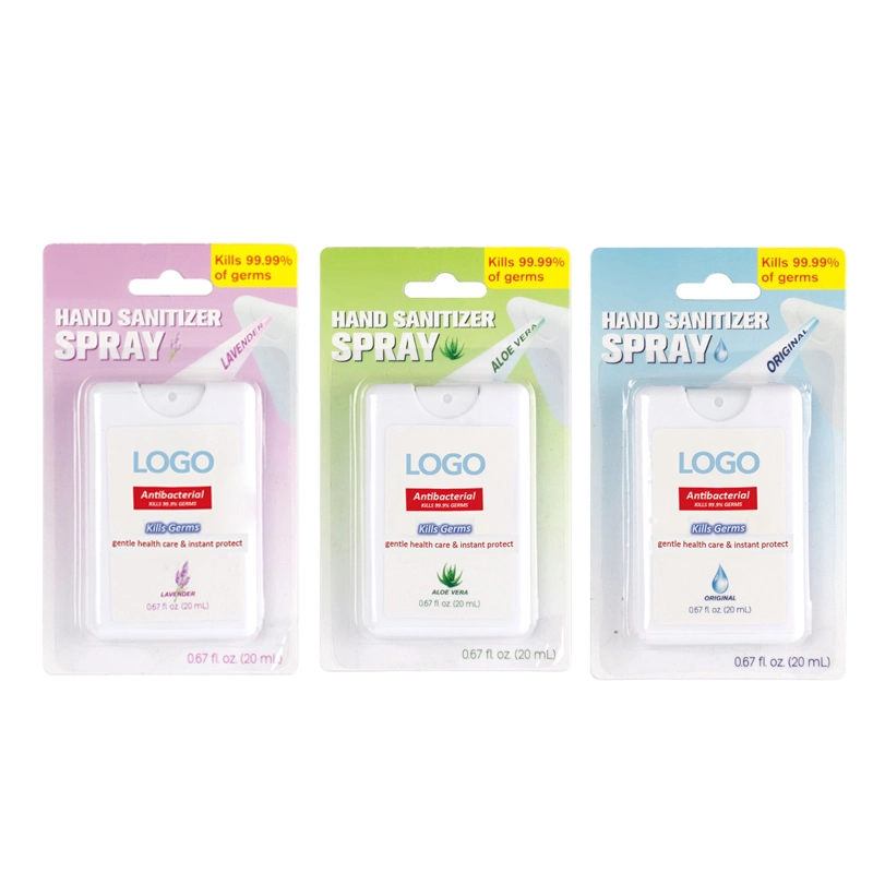 Colorful Custom Label 20ml Alcohol Based Antibacterial Instant Hand Sanitizer Card Spray