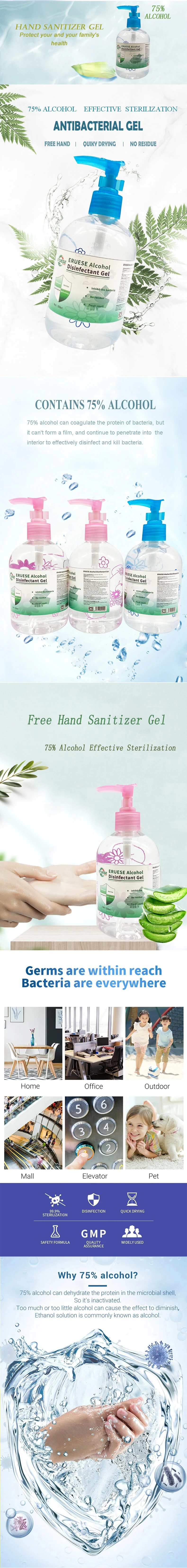 75% Alcohol Waterless Fast Dry Antibacterial Hand Sanitizer Gel Hand Wash Gel