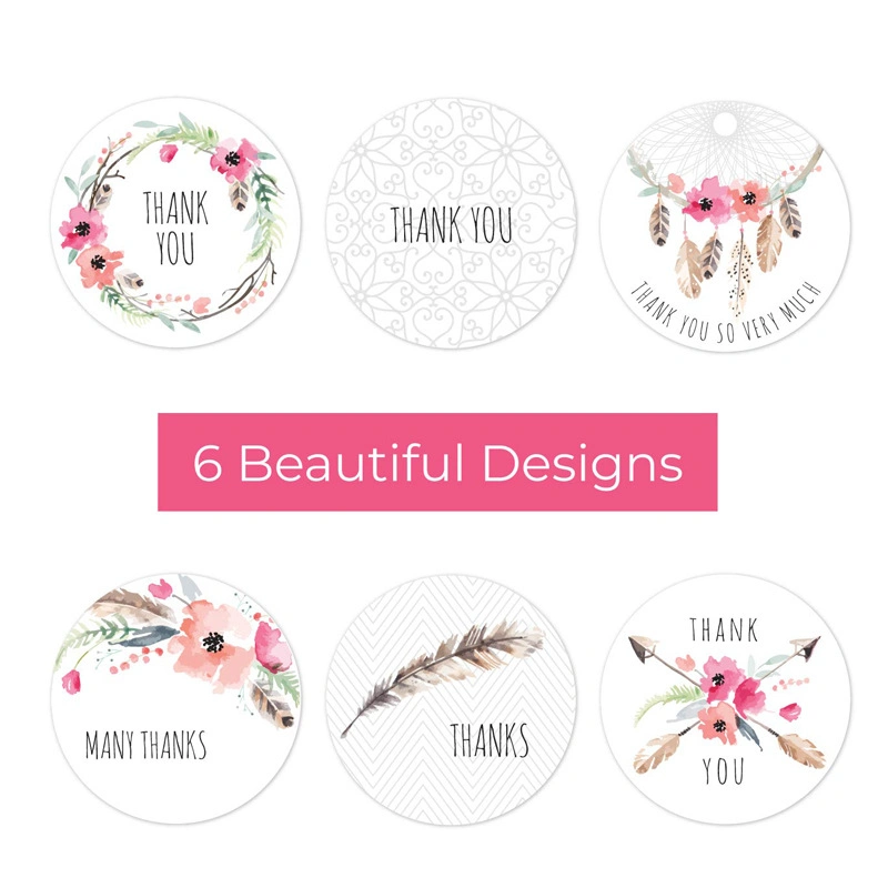 Floral Thank You Stickers 1 Inch Round Seal Label Handmade Scrapbooking Envelope Stationery Sticker label