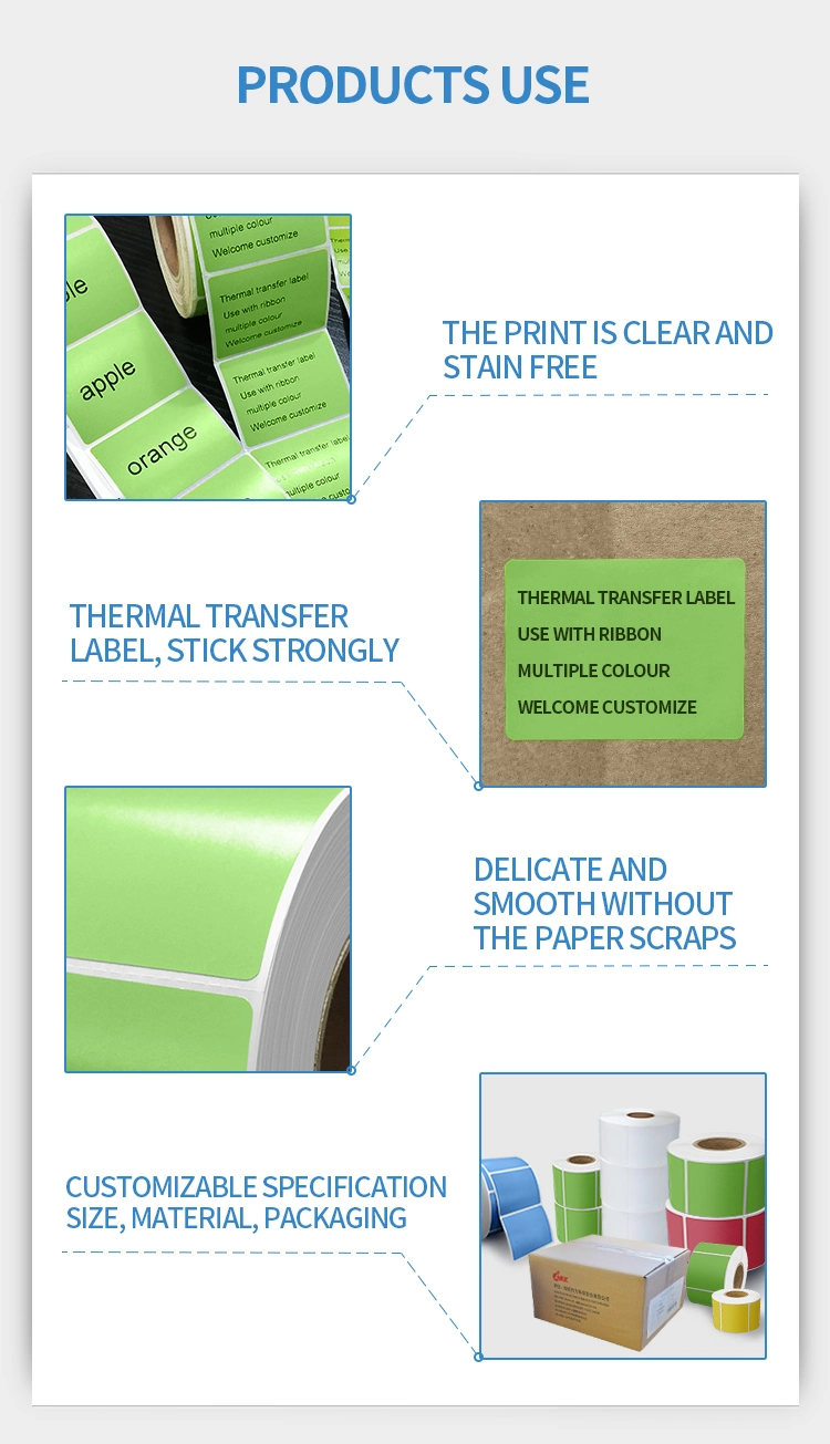 Thermal Transfer Labels for Ribbon Printer Blank Semi-Glossy Paper Labels