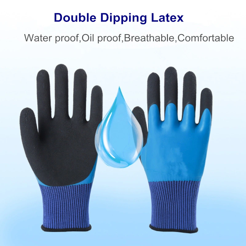 Double Fully Coated Safety Gloves Water Proof Oil Proof