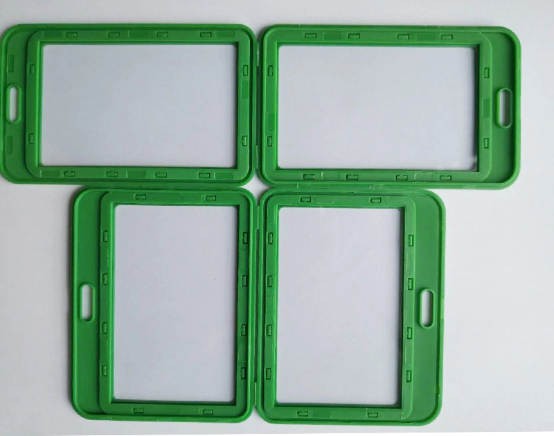 Grass Green Premium Vertical PP Plastic ID Card Badge Holder-Double Sides Clear