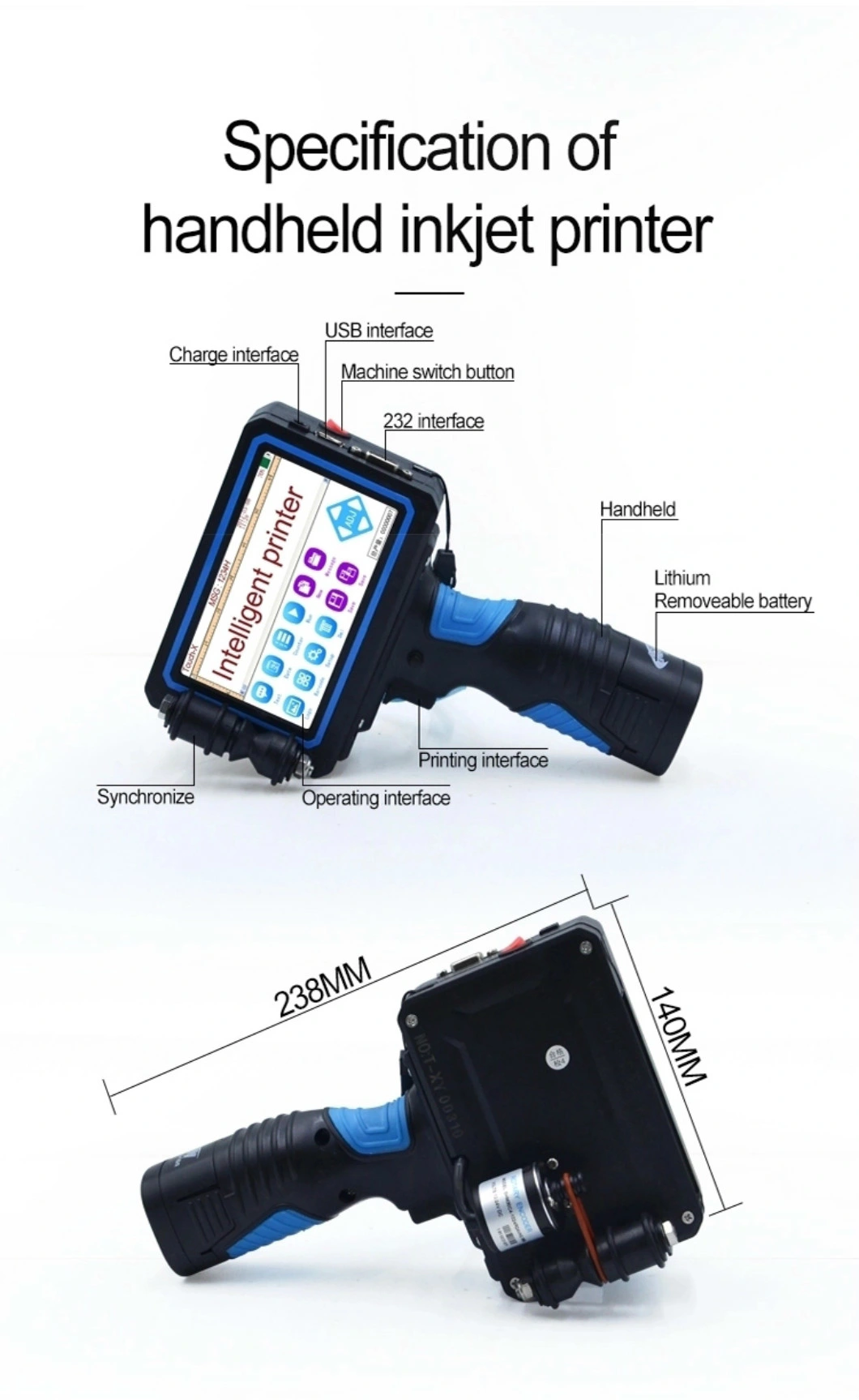 Intelligent Handheld Thermal Digital Label Coding Inkjet Printer