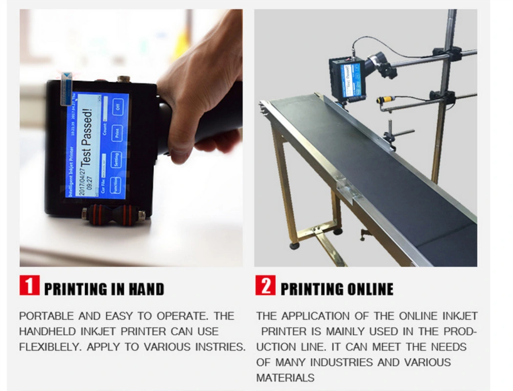 Touch Screen Mini Handheld Printing Machine Small Character Expiry Date Inkjet Printer for Carton/PE Bag/Paper Bag/PVC Pipe/Bottle/Aluminum Box Coding