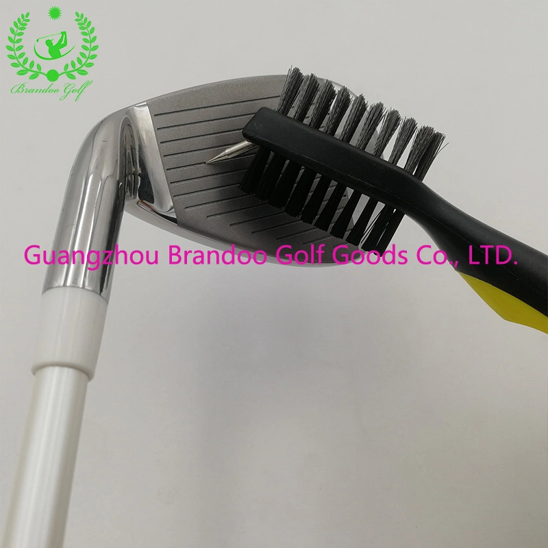 Yellow Color Handle Grip Double-Sided Steel PP Golf Cleaning Brush