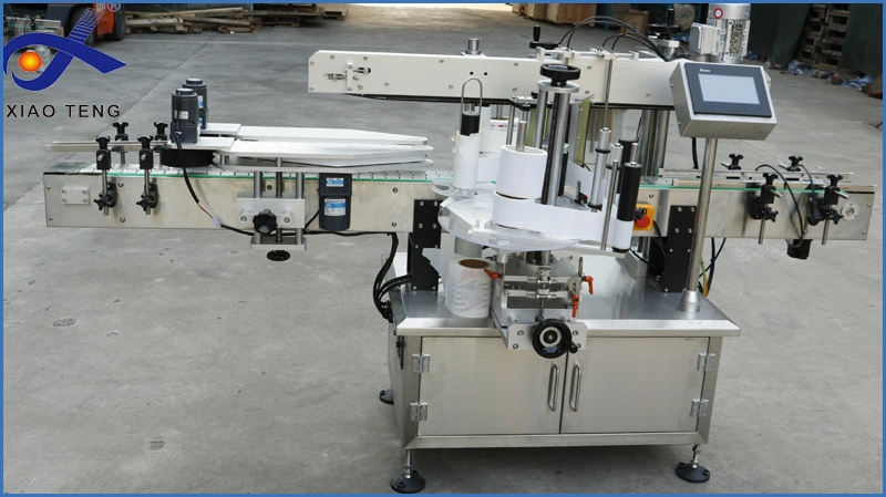 Automatic Flat Bottle Two Label Applicator Double Side Labeling Machine