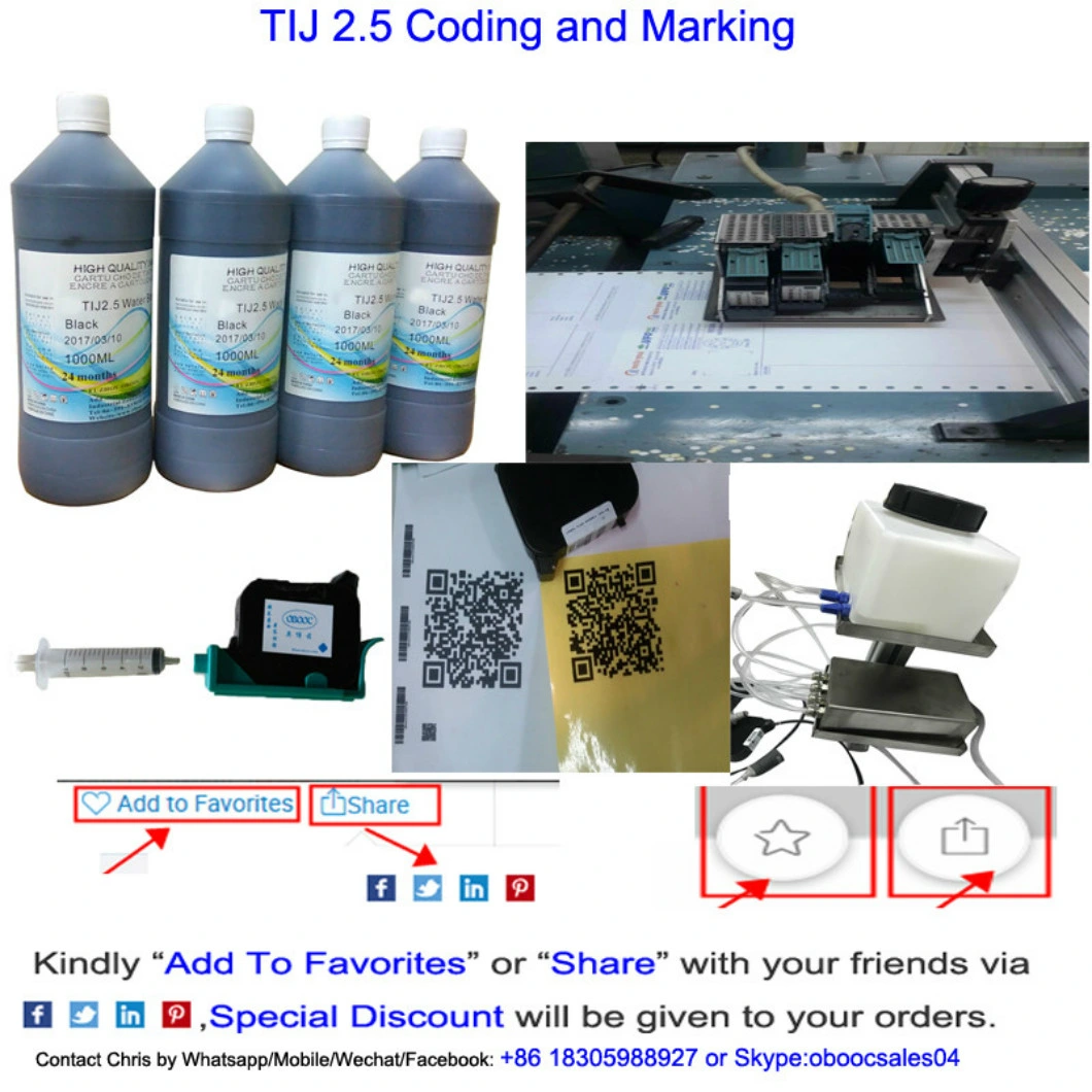 Original Quick Dry Tij2.5 2580 Solvent Ink for Label Qr Code Dates Print Inkjet Printer