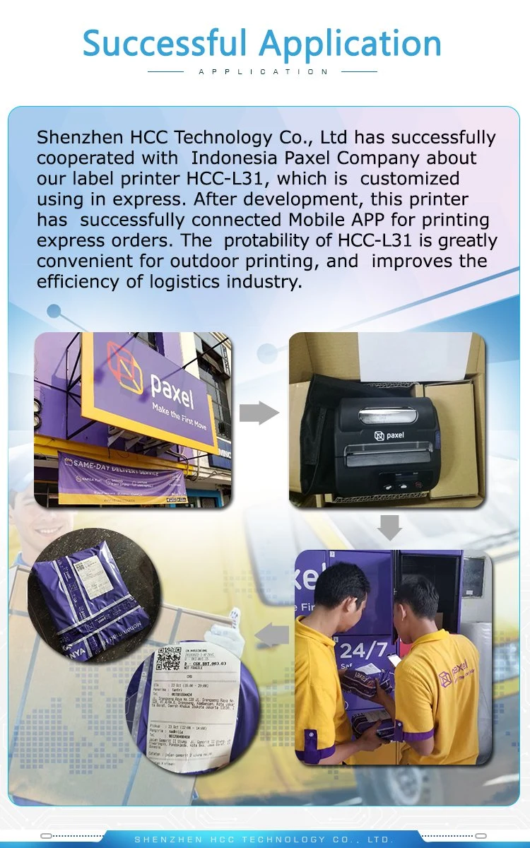 3 Inch Portable Thermal Barcode Label Printer for Shipping/Express Hcc-L31