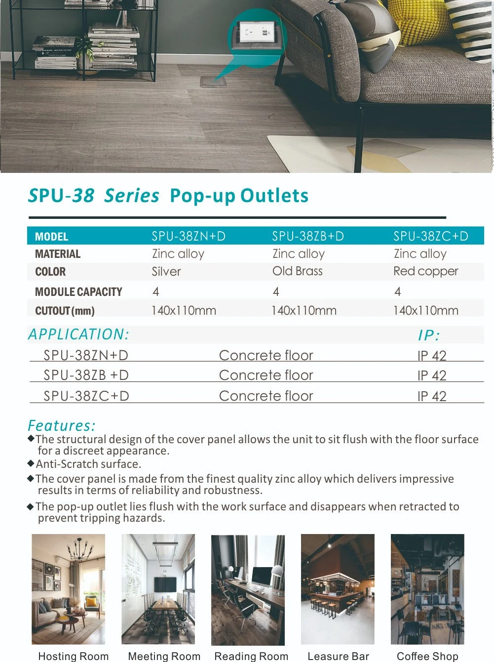 New Coming Floor Socket with Plug Scratch-Proof Surface