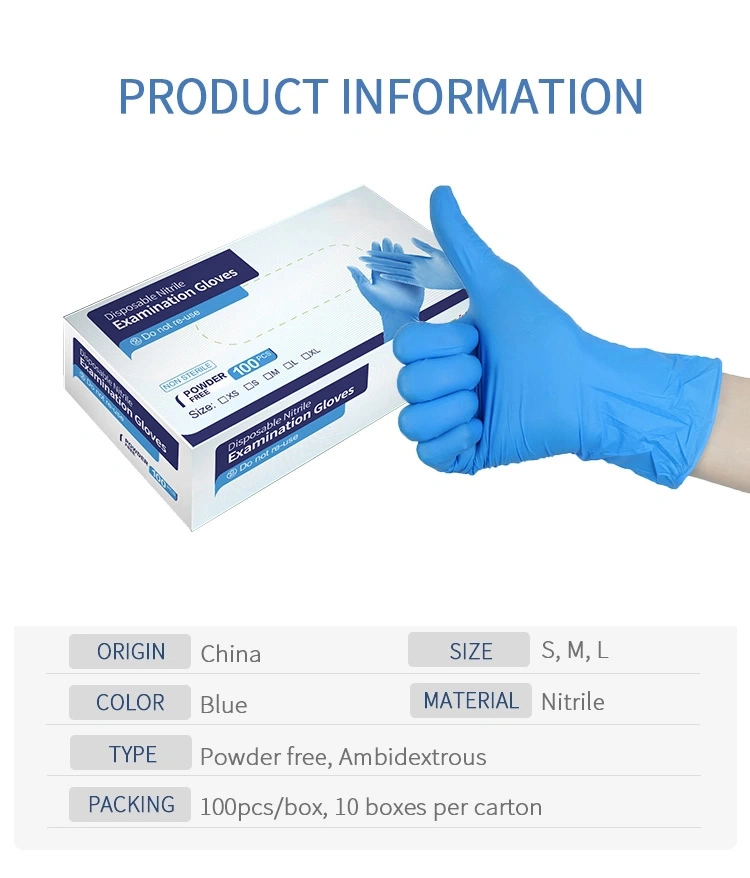 Nitrile Gloves Anti-Corrosion Oil-Proof More Security More Security Hypoallergenic En455 En374 Environmental Water-Proof