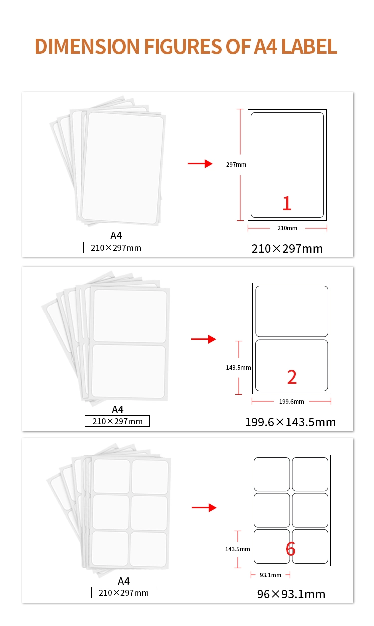 A4 Size Label Printable Labels Sticker Paper for Inkjet Printer