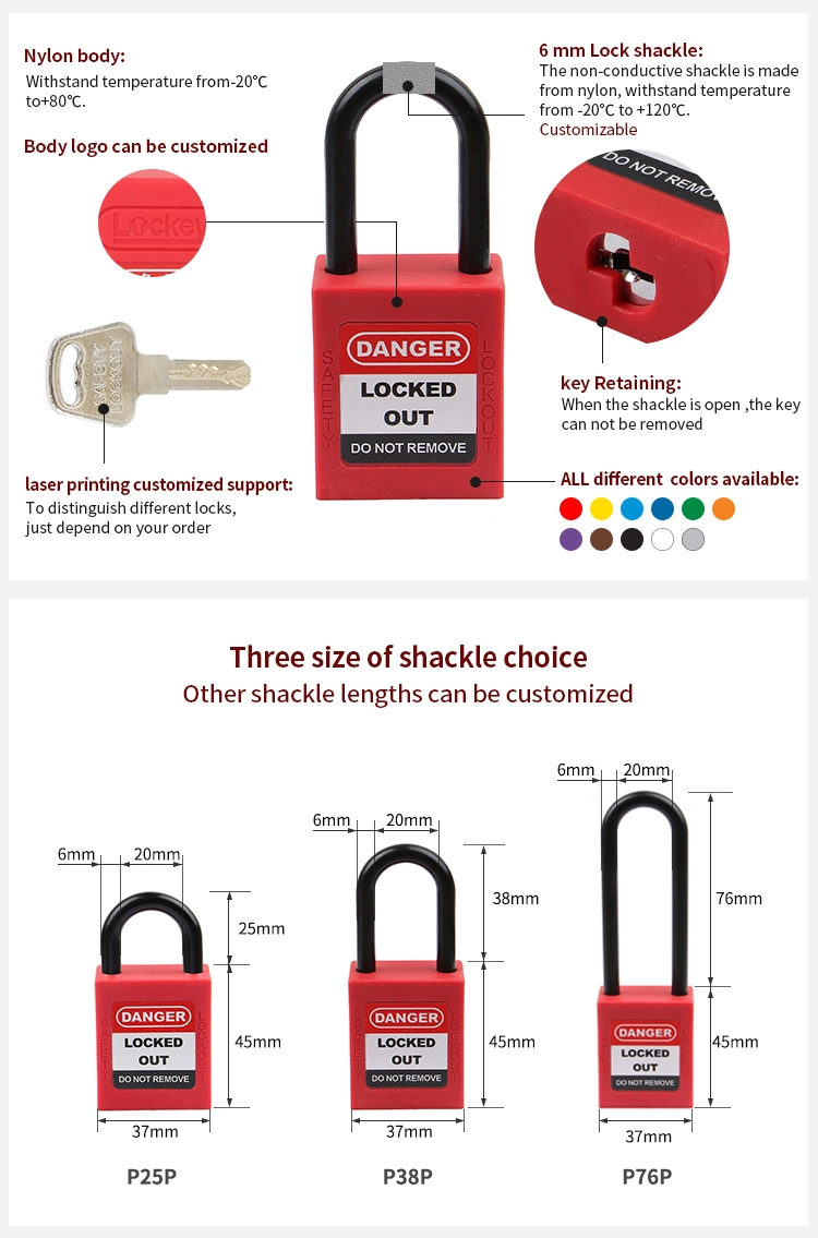 38mm Shackle Colourful Padlock Locks for Lock out Tag out