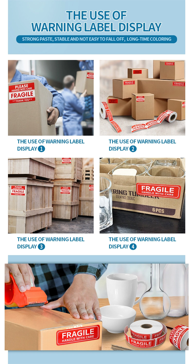 Hot Selling Self Adhesive Printing Security Label Fragile Stickers Warning Labels