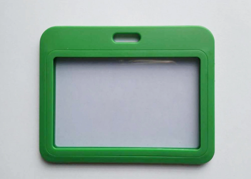 Grass Green Premium Vertical PP Plastic ID Card Badge Holder-Double Sides Clear