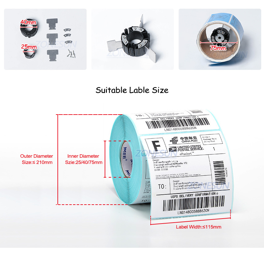 Zonesun Digital Automatic Label Rewinder Clothing Tags Barcode Volume Label for Supermarket Stickers Winding Machinery