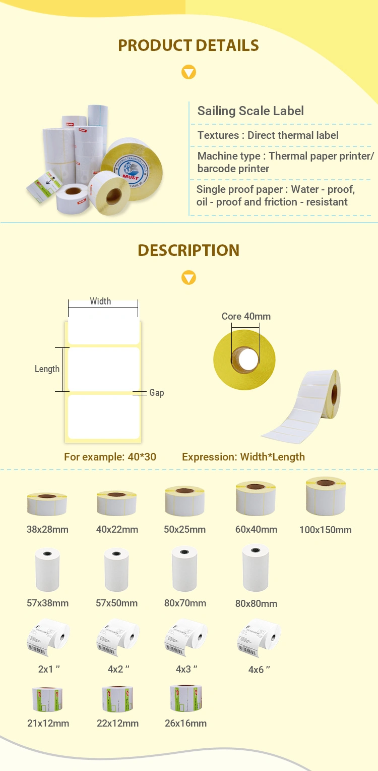 Thermal Transfer Label Roll Printing, Printable Direct Thermal Label Sticker