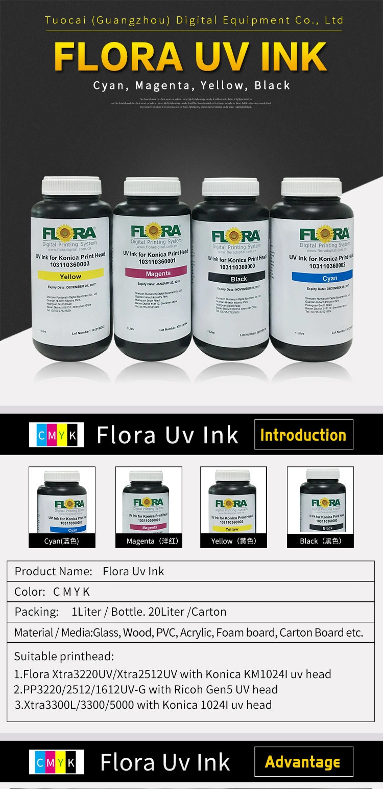 Flora UV Inkjet Printer Ink for Konica Printhead