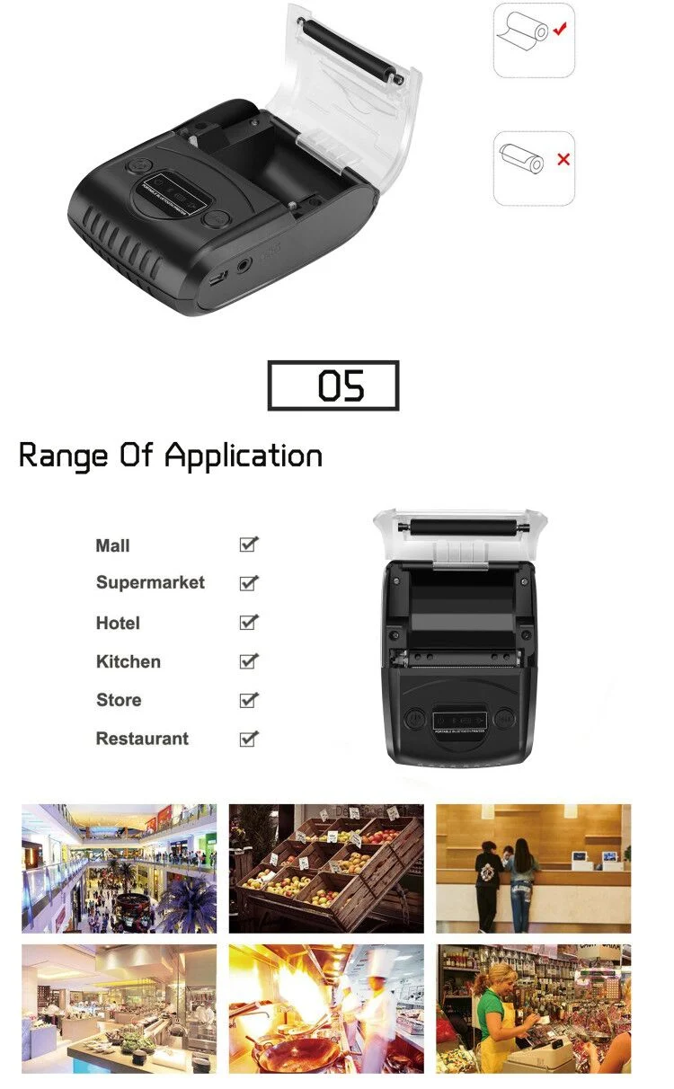 Bluetooth Mobile 58mm Thermal Receipt Printer, Portable Bluetooth & USB Label Receipt Printer, Support Android & Ios, Mj5808