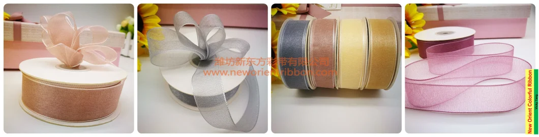 Satin Double/Single Face Ribbon Taffeta Ribbon Grosgrain Sparkleshining Sheer Organza Ribbon for Xmas/Wrapping/Bows