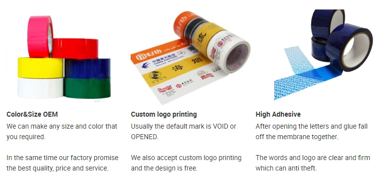 OEM Custom Design Printed Tamper Evident Warranty Security Void Sealing Tape