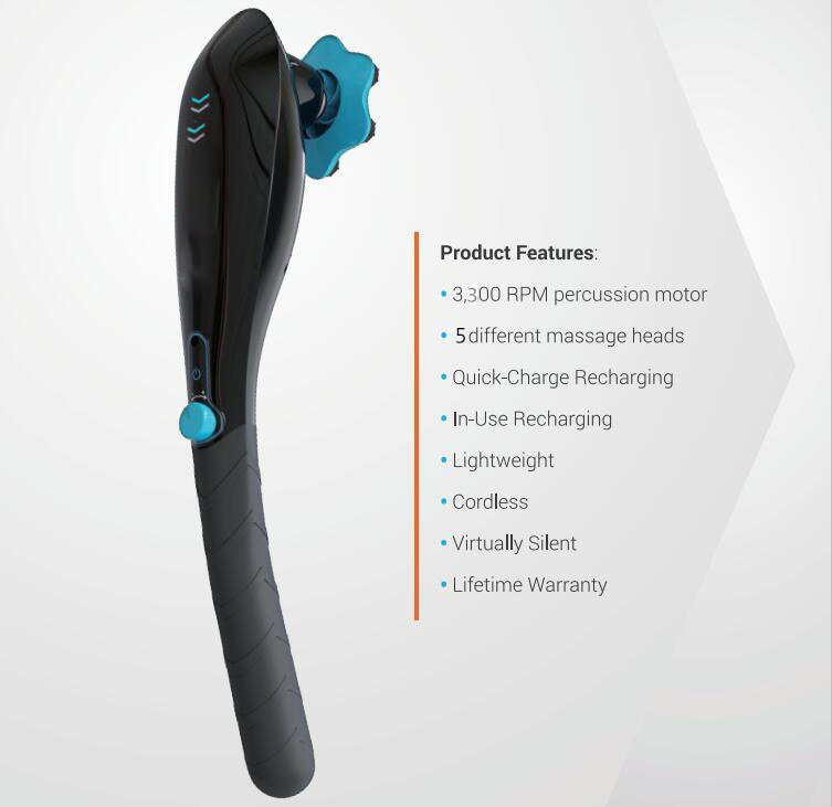 Health Care Vibration Rechargeable Handheld Body Massager Deep Tissue, Double Head Hammer Massager Body for Body