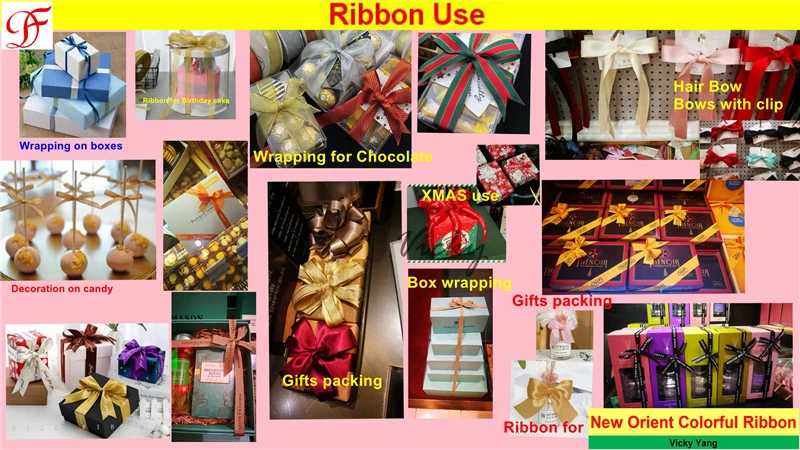Polyester Grosgrain Organza Ribbon Metallic Ribbon Satin Ribbon with Double Face for Bow