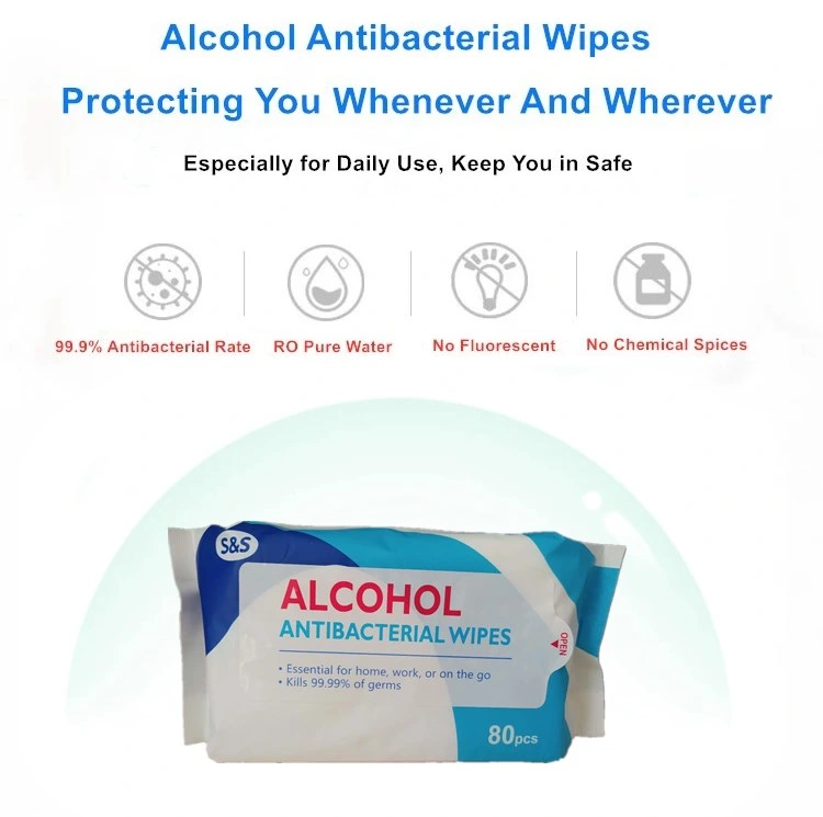 Disposable Private Label Kill 99.99% Germs Disinfection Alcohol Antibacterial Wet Wipes