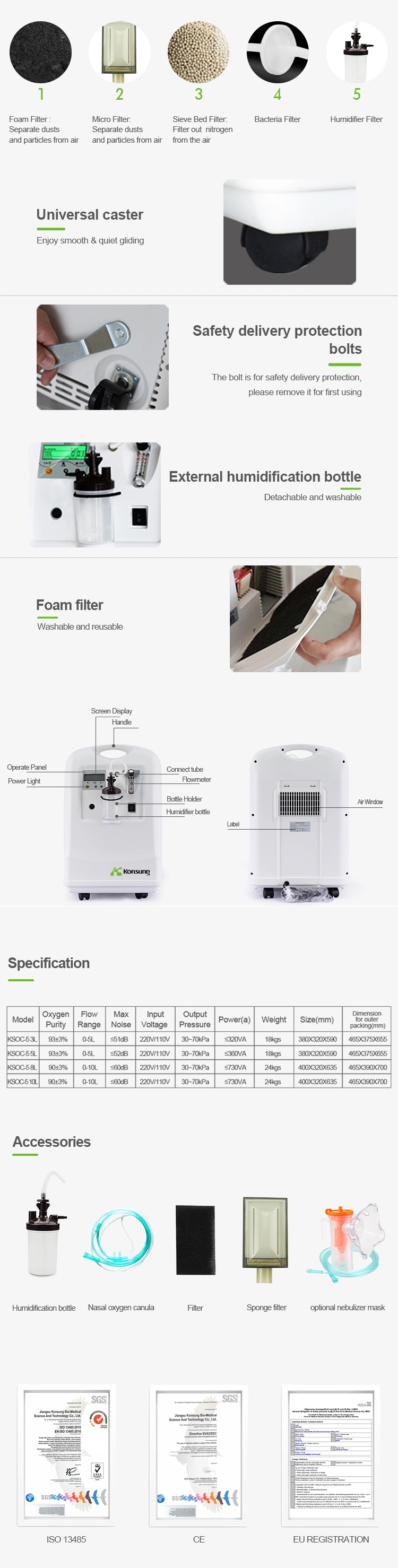 Ksoc-10 Superior Oxygen Supply Concentrator, Medical Oxygen Supply Product, Safe Oxygen Supply Generator