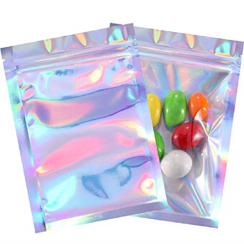 Aluminum Foil Shiny Holographic Ziplock Bag/Holographic Packaging Bag/Holographic Makeup Bag