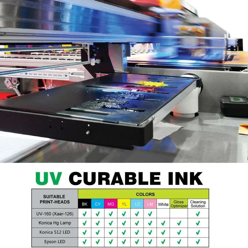 Curable LED UV Ink for Epson Dx5 Dx6 Dx7 UV Printing Flatbed Printer