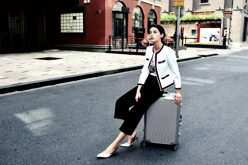 Scratch-Proof Retro Business Aluminum Frame Suitcase Travel Trolley Boarding Luggage